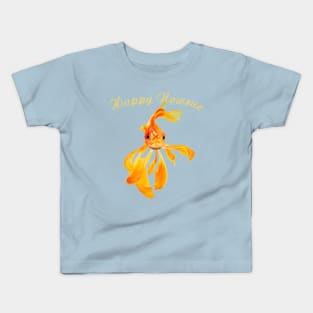 Happy Nowruz Cat New Year Goldfish Isolated Kids T-Shirt